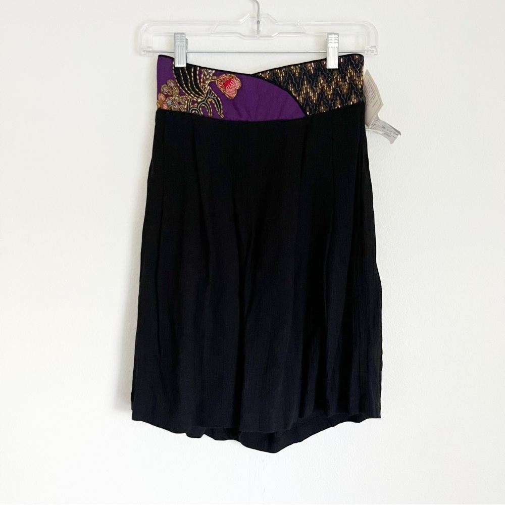 NWT Vtg Faith Womens High Waist Black Shorts Beaded Sequin Boho Rayon Crepe S